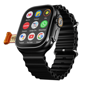 Fire Boltt Oracle Smartwatch Android OS, 4G LTE SIM + WiFi connectivity, Play Store- unlimited apps, 1.96 display, a robust 700 mAh battery & amazing strap designs (Onyx-Wave)