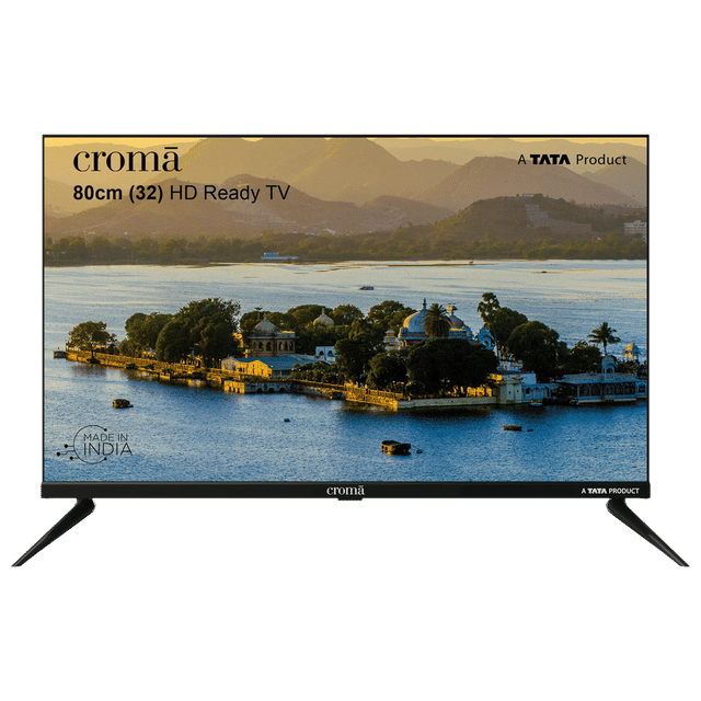 Croma 80 cm (32 inch) HD Ready LED TV with Bezel Less Display Display: Full HD Ready LED, 1366 x 768 pixels Refresh Rate: 60 Hz Connectivity: 2 HDMI | 2 USB Sound: 16 W Speaker